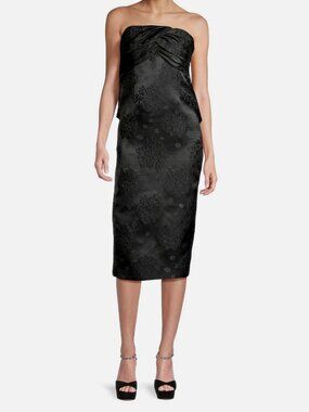 Toccin Womens' Black Loulou Draped Bow Midi-Dress Size 4